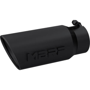 MBRP T5051BLK Black Angled Rolled Edge Single Walled Tip (4" In x 5" Out x 12" L)