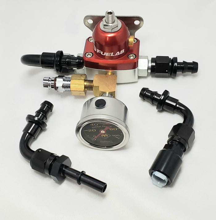 Dfuser 1001036 Adjustable Fuel Pressure Regulator with Test Port & Gauge
